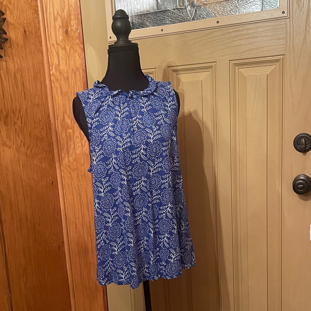 Wonderly Blue and White Sleeveless Top